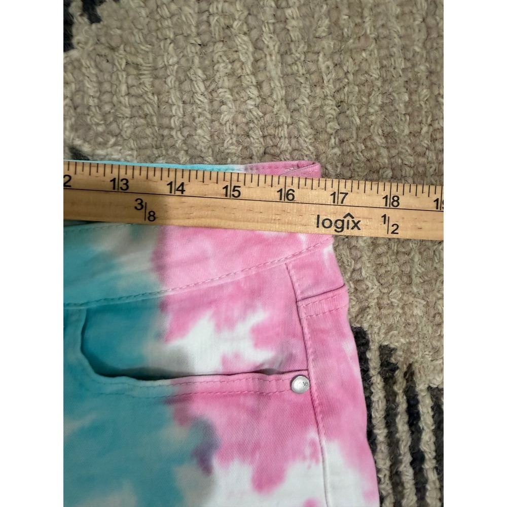 Judy Blue Snow Cone Tie Dye High Waist Denim Shorts Raw Hem Cut Off 1XL - Picture 8 of 8